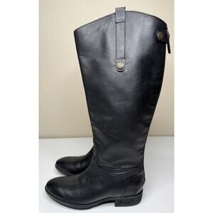 Sam Edelman Penny Riding Boot Womens 8.5W Wide Calf Black Leather Back Zip
